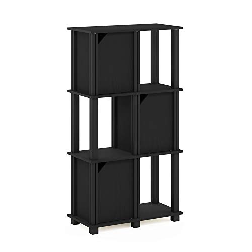 FURINNO Brahms Storage Shelf, 4-Tier, Black Oak/Black