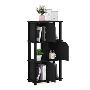 FURINNO Brahms Storage Shelf, 4-Tier, Black Oak/Black