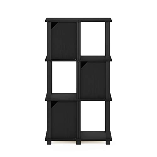 FURINNO Brahms Storage Shelf, 4-Tier, Black Oak/Black