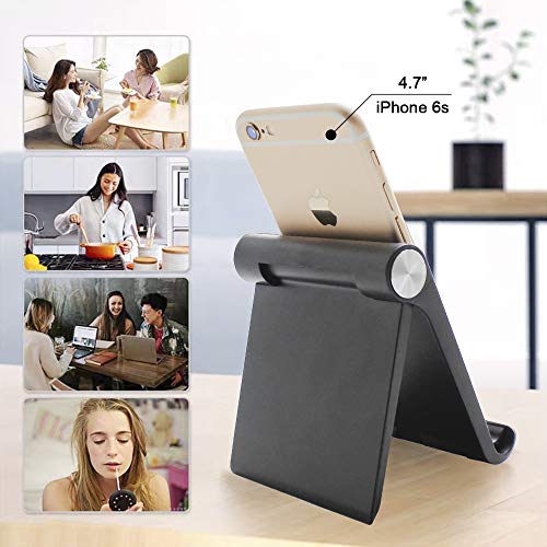 Mayten Foldable Desk Cell Phone Stand Adjustable Mobile Phone Dock,Compatible for iPhone 14Pro 14Plus 13 12Pro Max 11 SE XS XR 8 7 6,Switch,iPad Mini,Samsung Galaxy S22 S10,Google Nexus,Kindle-Black
