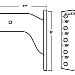 Buyers Products 3 Inch Pintle Hook Mount - 4 Position, 10 Inch Solid Shank (PM3109) , black