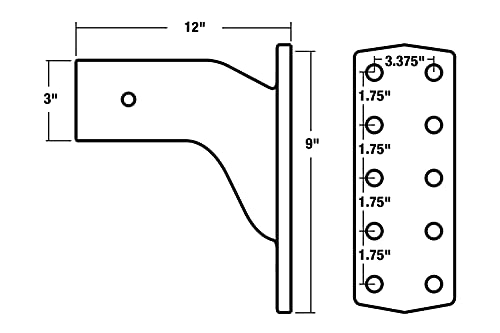 Buyers Products 3 Inch Pintle Hook Mount - 4 Position, 10 Inch Solid Shank (PM3109) , black