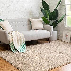 Rugs.com Everyday Shag Rug  –  Taupe Shag Rug Perfect for Bedrooms,Dining Rooms,Living Rooms and More,Beige,7'x10'