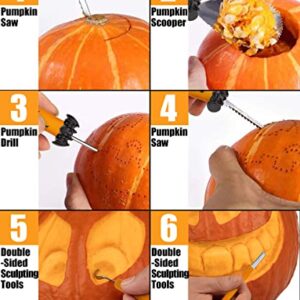 Upgraded 12 PCS Pumpkin Carving Kit Tools for Kids & Adults with Carrying Case, Heavy Duty Safe Stainless Steel Pumpkin Carving Knife knives Carver Set Professional for Halloween Decorations