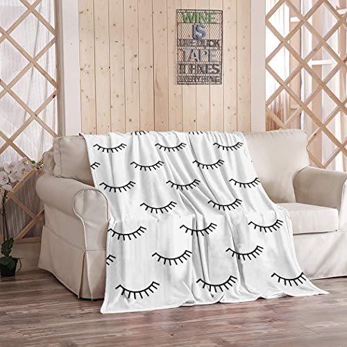 Lash Blanket, Black and White Throw Blanket, Lash Room Decor Blanket Soft Cozy Warm Bed Couch Blanket for Lash Bed, Studio, Clients, Women, Girl, Best Friend Birthday, Esthetician Gifts 60"x80"