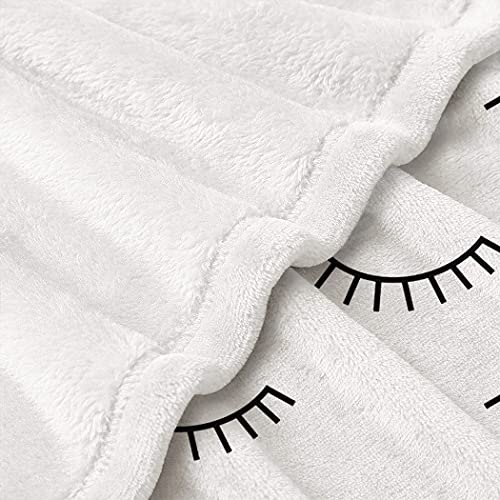 Lash Blanket, Black and White Throw Blanket, Lash Room Decor Blanket Soft Cozy Warm Bed Couch Blanket for Lash Bed, Studio, Clients, Women, Girl, Best Friend Birthday, Esthetician Gifts 60"x80"