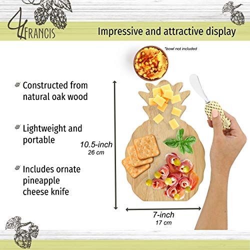 Wooden Wine and Cheese Board, Oak Pineapple Charcuterie Board Cheese Platter with Cheese Knife Serving Board Cheese Tray