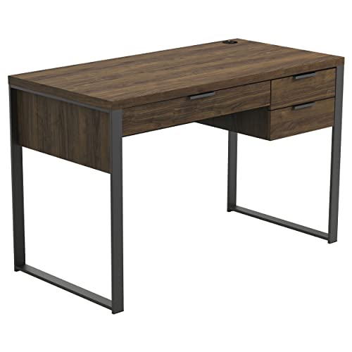 Coaster Furniture Pattinson 3-Drawer Aged Walnut and Gunmetal Writing Desk 47.25" W X 23.5" D X 30" H 803370