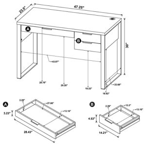 Coaster Furniture Pattinson 3-Drawer Aged Walnut and Gunmetal Writing Desk 47.25" W X 23.5" D X 30" H 803370