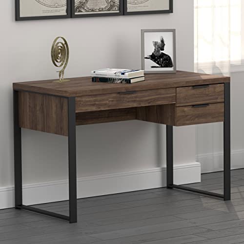 Coaster Furniture Pattinson 3-Drawer Aged Walnut and Gunmetal Writing Desk 47.25" W X 23.5" D X 30" H 803370