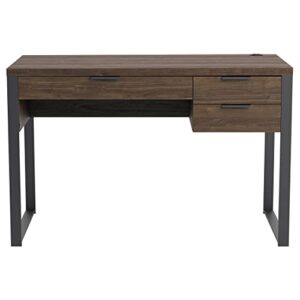 Coaster Furniture Pattinson 3-Drawer Aged Walnut and Gunmetal Writing Desk 47.25" W X 23.5" D X 30" H 803370