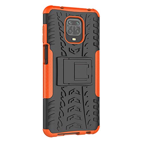 ISADENSER Phone Case for Redmi Note 9 Pro, Redmi Note 9 Pro Max Case Slim Heavy Duty with Kickstand Dual Layer Drop Protection Shockproof Hard Phone Case for Redmi Note 9 Pro Max . Hyun Orange