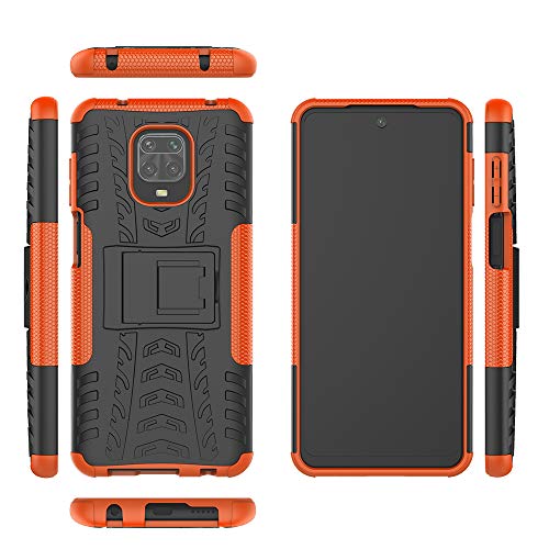 ISADENSER Phone Case for Redmi Note 9 Pro, Redmi Note 9 Pro Max Case Slim Heavy Duty with Kickstand Dual Layer Drop Protection Shockproof Hard Phone Case for Redmi Note 9 Pro Max . Hyun Orange