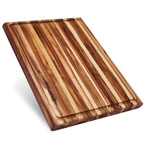 sonder los angeles, xxl thick edge grain teak wood cutting board for kitchen with juice groove, 23x17x1.5 charcuterie wooden board in large (gift box included)