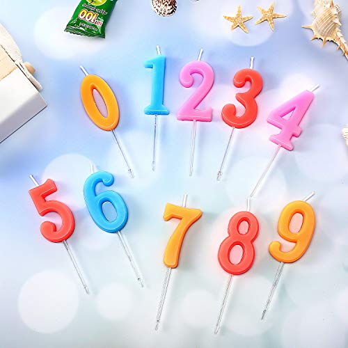 12 Pieces Birthday Number Candle Cake Numeral Candles Christmas New Year Rainbow 0 - 9 Cake Topper Decoration for Birthday, Party, Wedding, Celebration, 10 Pieces of 0 - 9 and Extra 2 Pieces of 1, 2