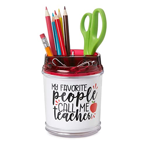 Teachers Gifts Desk Caddy Organizer - Best Teacher Appreciation Gift for preschool, elementary, middle, or junior high school. Great instructor gifts for women or men. (Red)