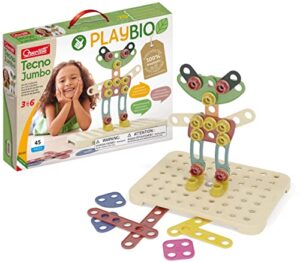 quercetti - tecno jumbo playbio - classic construction and building toy made with eco-friendly bioplastic, for kids ages 3 years +
