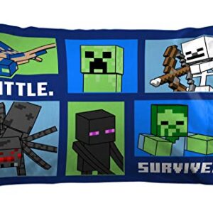 Jay Franco Minecraft Explore Create Battle Survive 1 Single Pillowcase - Double-Sided Kids Super Soft - Bedding Features Creeper, Enderman, Zombie, & Skeleton