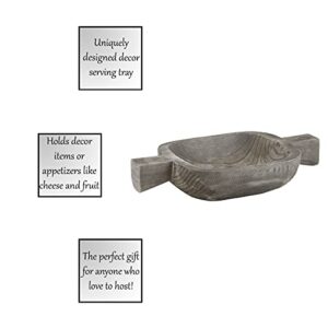 Santa Barbara Design Studio Table Sugar Hand Carved Paulownia Wood Serving Tray, 7" x 12.5", Charcoal Gray