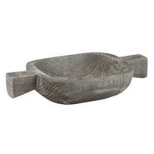 santa barbara design studio table sugar hand carved paulownia wood serving tray, 7" x 12.5", charcoal gray