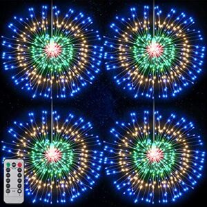 4 pieces firework lights led string lights fairy decorative twinkle starburst lights with remote control for patio party indoor home decoration