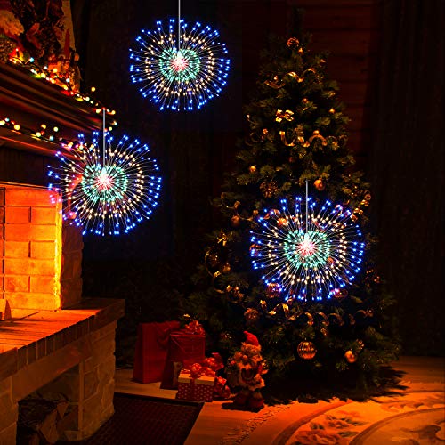 4 Pieces Firework Lights LED String Lights Fairy Decorative Twinkle Starburst Lights with Remote Control for Patio Party Indoor Home Decoration