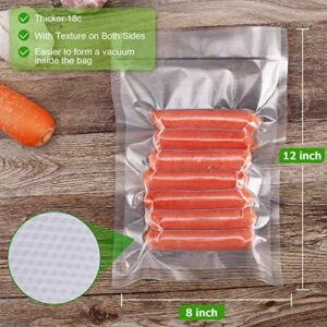 Entrige Vacuum Sealer Bags for Food, 8 X 12 Inches Pre-cut Vacuum Sealer Bags, BPA-Free Vacuum Food Storage Bags for Sous Vide Vac Seal, Commercial Grade, Embossed Seal A Meal Bags Rolls (100 Pcs)