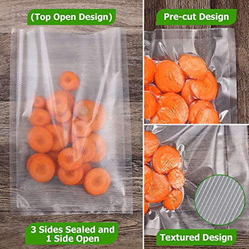 Entrige Vacuum Sealer Bags for Food, 8 X 12 Inches Pre-cut Vacuum Sealer Bags, BPA-Free Vacuum Food Storage Bags for Sous Vide Vac Seal, Commercial Grade, Embossed Seal A Meal Bags Rolls (100 Pcs)