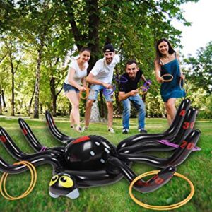 Dokeawo Halloween Ring Toss Game Inflatable Spider Halloween Party Games Holiday Children Inflatable Toys Ring with 10pcs Rings