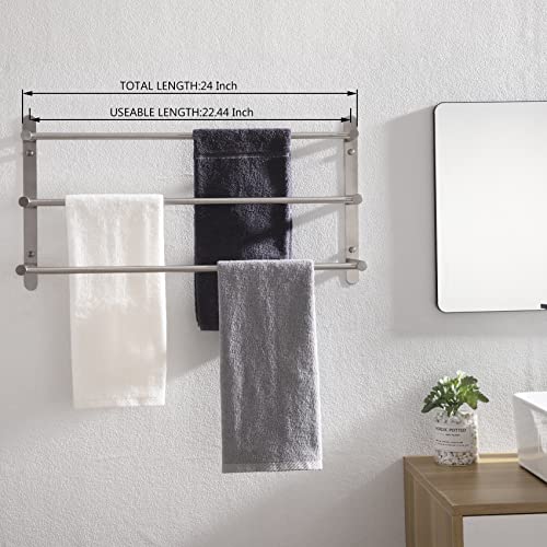 KOKOSIRI Bath Towel Bars Stainless Steel Bathroom 3-Tiers Ladder Towel Rack Wall Mount Towels Shelves, Brushed Nickel, B5002BR