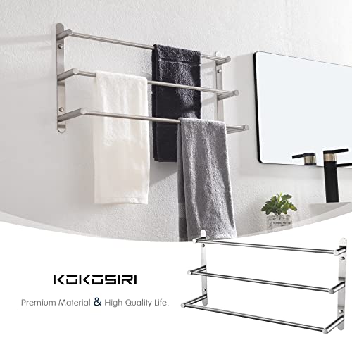 KOKOSIRI Bath Towel Bars Stainless Steel Bathroom 3-Tiers Ladder Towel Rack Wall Mount Towels Shelves, Brushed Nickel, B5002BR