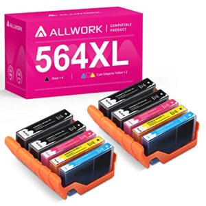 allwork compatible 564 xl ink cartridge replacement for hp 564xl combo pack for hp officejet 4610 4620 deskjet 3070a 3521 photosmart 7510 7525 6515 6510 5520 5510 4622 3520 b209a c6388 (4k/2c/2m/2y)