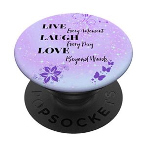 phone pop up button holder,live laugh love purple butterfly popsockets popgrip: swappable grip for phones & tablets