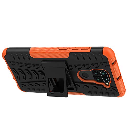 ISADENSER Phone Case for Redmi Note 9, Redmi Note 9 Cover Redmi Note 9 Slim Case Heavy Duty with Kickstand Dual Layer Drop Protection Shockproof Hard Phone Case for Redmi Note 9 Hyun Orange