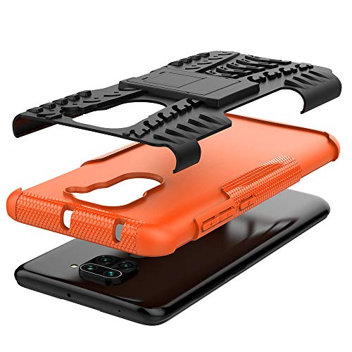 ISADENSER Phone Case for Redmi Note 9, Redmi Note 9 Cover Redmi Note 9 Slim Case Heavy Duty with Kickstand Dual Layer Drop Protection Shockproof Hard Phone Case for Redmi Note 9 Hyun Orange