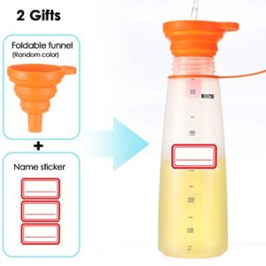 Condiment Squeeze Bottle Wide Mouth, Ondiomn 3 Pack 550ml Empty Reusable Squeeze Bottles for Honey,Batter,Catsup,Onion,Resin,Baking,Expoxy,Relish, BPA Free-Food Grade