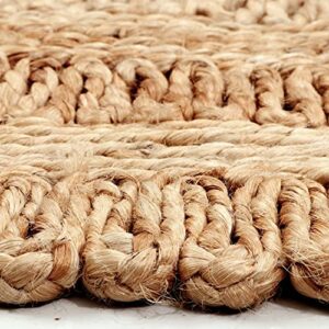 100% Jute Area Rug 4’- Hand Crafted Natural Fiber- Vintage Collection- Eco Friendly Carpet- Farmhouse Indoor Beautiful Style for Living & Bedroom- Braided Carpet for Accent Floor Coverings(Round)