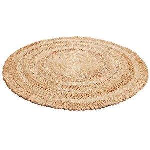 100% Jute Area Rug 4’- Hand Crafted Natural Fiber- Vintage Collection- Eco Friendly Carpet- Farmhouse Indoor Beautiful Style for Living & Bedroom- Braided Carpet for Accent Floor Coverings(Round)