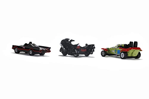 Jada Toys Nano Hollywood Rides Batman 1966 Classic TV Series 3 PK, Black,olive