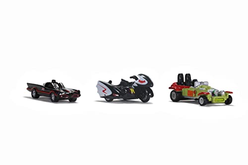 Jada Toys Nano Hollywood Rides Batman 1966 Classic TV Series 3 PK, Black,olive