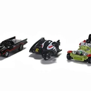 Jada Toys Nano Hollywood Rides Batman 1966 Classic TV Series 3 PK, Black,olive