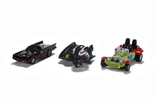 Jada Toys Nano Hollywood Rides Batman 1966 Classic TV Series 3 PK, Black,olive