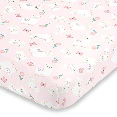 NoJo Little Love Sweet Llama & Butterflies Floral Pink & Purple 3Piece Crib Bedding Set - Comforter, Crib Sheet & Dust Ruffle, Pink, Ivory, Lavender, Light Green (6677276P)