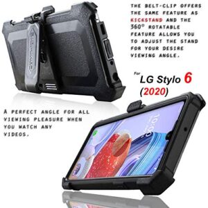 COVRWARE Aegis Pro Series case for LG Stylo 6 with Built-in Screen Protector Heavy Duty Full-Body Rugged Holster Armor Cover Belt Swivel Clip Kickstand, Black