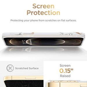 GVIEWIN Compatible with iPhone 12 Pro Max Case 6.7 Inch 2020, Marble Ultra Slim Thin Glossy Soft Shockproof TPU Rubber Stylish Flexible Protective Cover for iPhone 12 Pro Max (White/Gold)