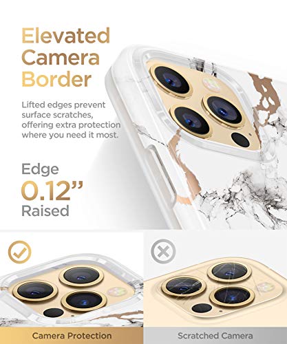 GVIEWIN Compatible with iPhone 12 Pro Max Case 6.7 Inch 2020, Marble Ultra Slim Thin Glossy Soft Shockproof TPU Rubber Stylish Flexible Protective Cover for iPhone 12 Pro Max (White/Gold)