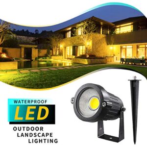 LEACOCO LED Landscape Lights,5W 120V AC Outdoor Pathway Garden Yard Spotlight,IP65 Waterproof Garden Flood Light,Outdoor Spotlight with Stake,UL Cord 5-ft with Plug (Pack of 1, Daylight White)