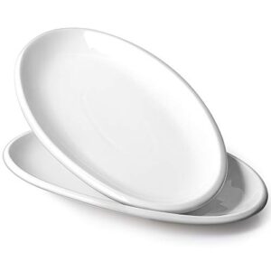 dowan 16" serving platters, white serving platters for entertaining, large oval porcelain serving tray dinner platters for serving food appetizers meat, serving dishes for parties, set of 2