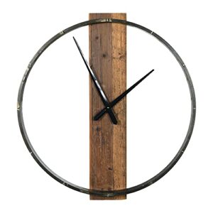 creative co-op ec0372 29.5 inch metal and wood wall clock, iron