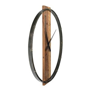 Creative Co-op EC0372 29.5 Inch Metal and Wood Wall Clock, Iron